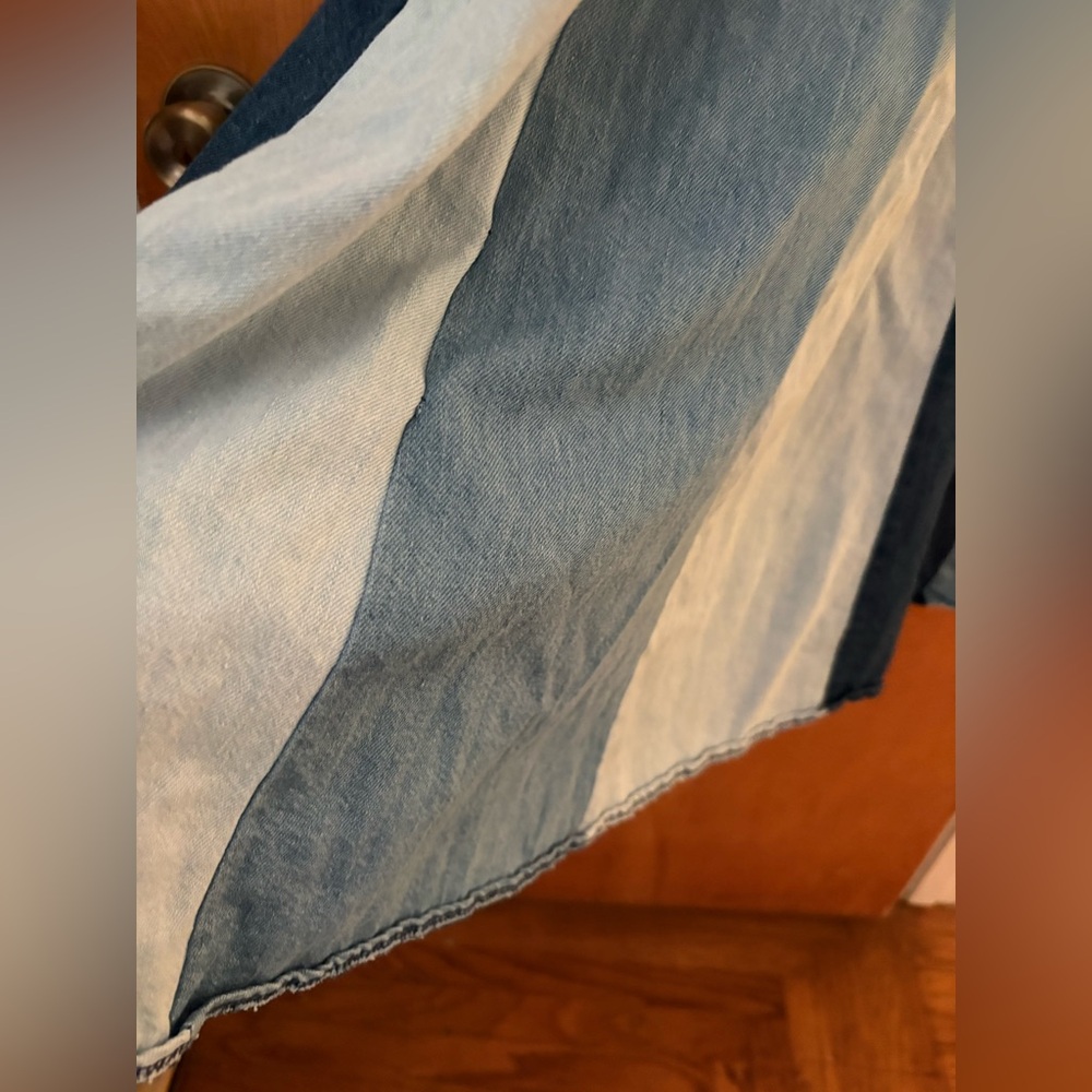 Anthropologie x Farm Rio Blue and White denim color blocked Midi Dress S - Picture 8 of 13